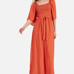 INC Womens Smocked Maxi Fit & Flare Dress